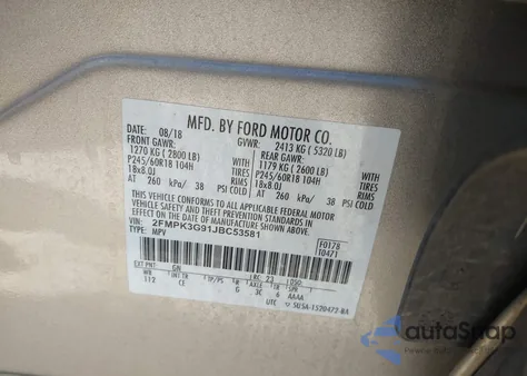 2018 Ford Edge Se из США, поврежденный, VIN 2FMPK3G91JBC53581